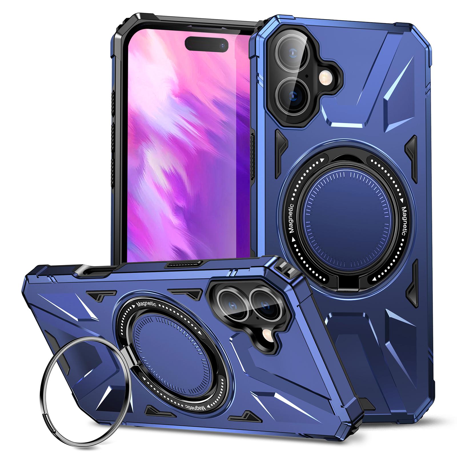 

Для iPhone 16 Магнітний чохол TPU+PC Чохол для телефону з поворотним кільцем-підставкою