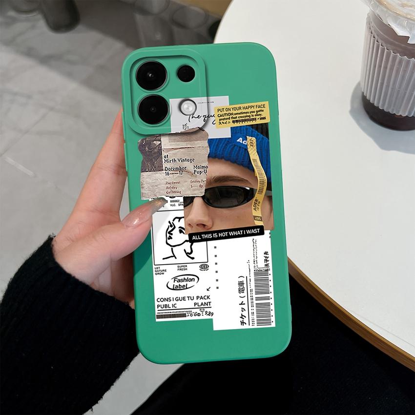 För Oppo Realme 5 6 7 8 9 10 Pro Plus K12 A5 A5X Telefonskal Söta Flicka Mönster Flytande Silikon Avancerat Anti-Slip Skyddsskal För Oppo Hölje