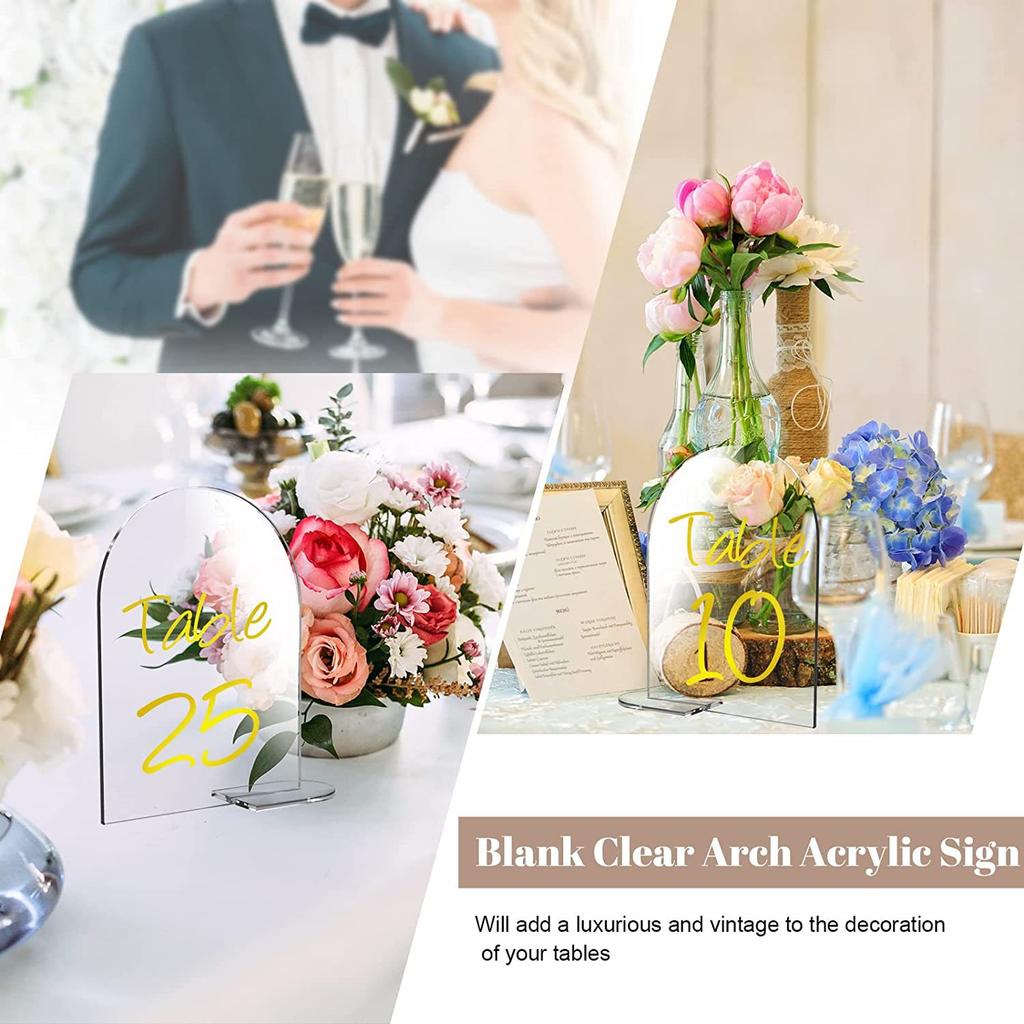 Acrylic Transparent Arched Semicircle Without Digital Seat Plate Blank Acrylic Party Decoration Wedding Table Cards Versatile