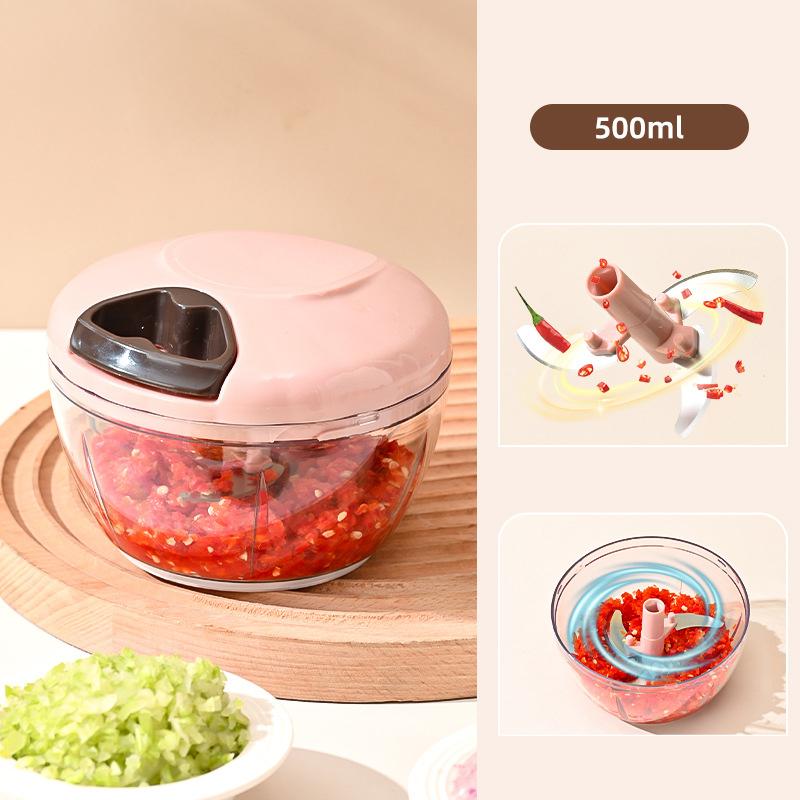 Picadora de Carne Manual 500/900ml Picador de Ajo Giratorio Prensa Trituradora de Ajo Cortador de Verduras Cebolla Accesorios de Cocina