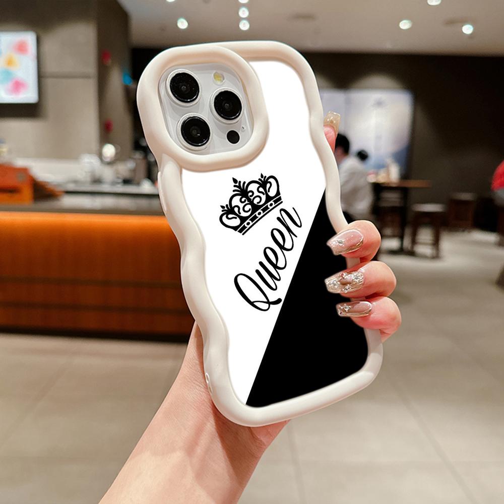 Macaron Büyük Dalga Yumuşak Telefon Kılıfı iPhone 11 12 13 14 15 Samsung A13 A14 A15 A23 A24 A25 A54 A55 Xiaomi Redmi Not 13 Kapak A17 Çift Kraliçe Kral