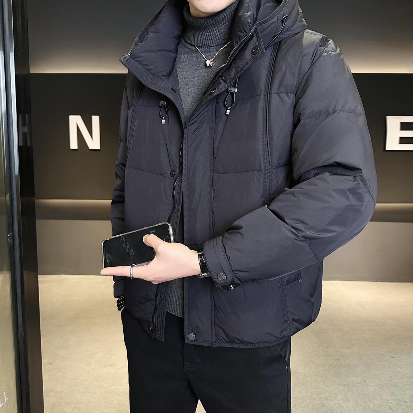 

Men s 2025 Hooded Lightweight Warm Down Jacket: Thick, Casual, Anti-Cold Winter Coat M чорний