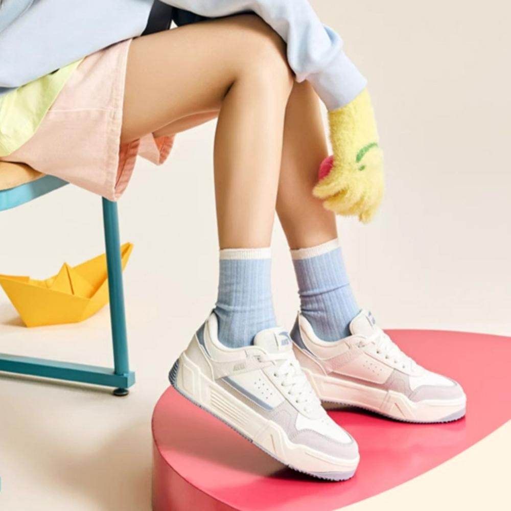 Anta C37 Series Soft Sole Comfortable Versatile Non-Slip Wear-Resistant Low-Top Skate Shoes Women sneaker White Blue 922518006-2