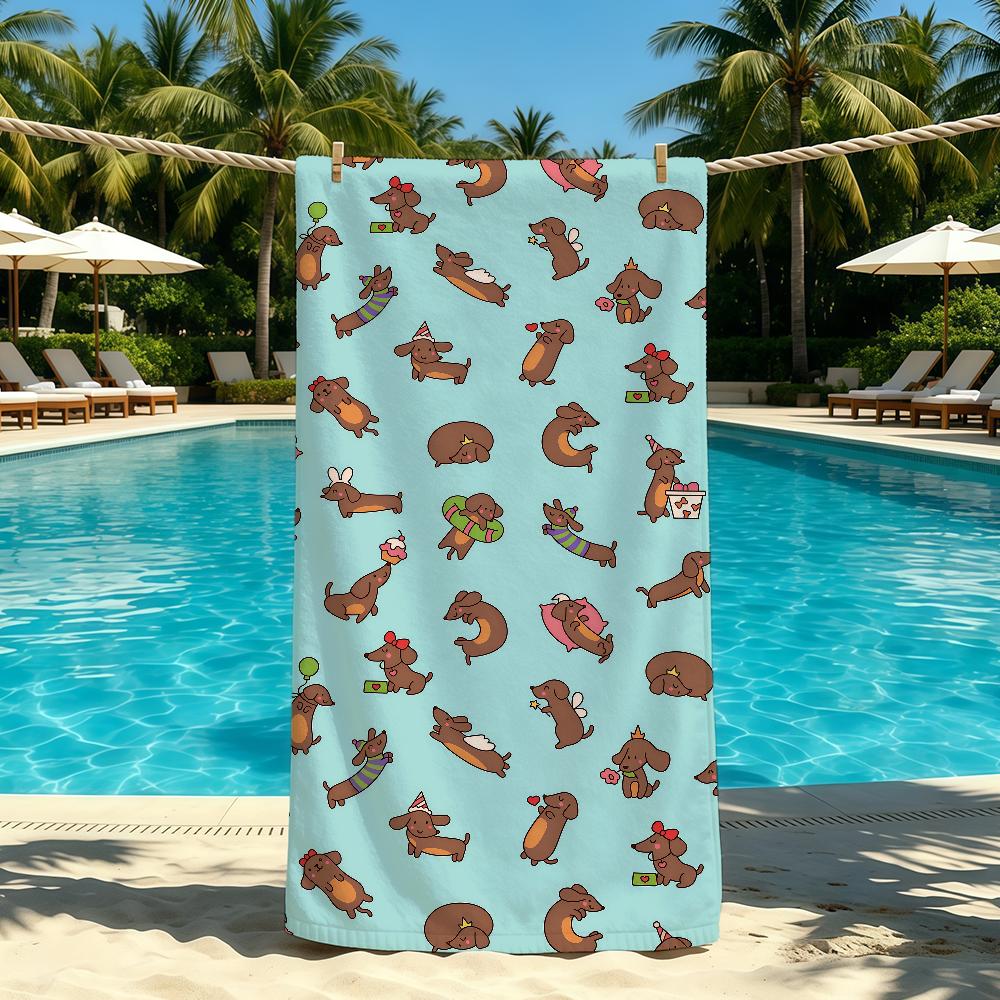 Dackel Cartoon Niedliches Handtuch Für Outdoor Camping Strandtuch Super Saugfähig Schnell Trocknend Sommerhandtuch