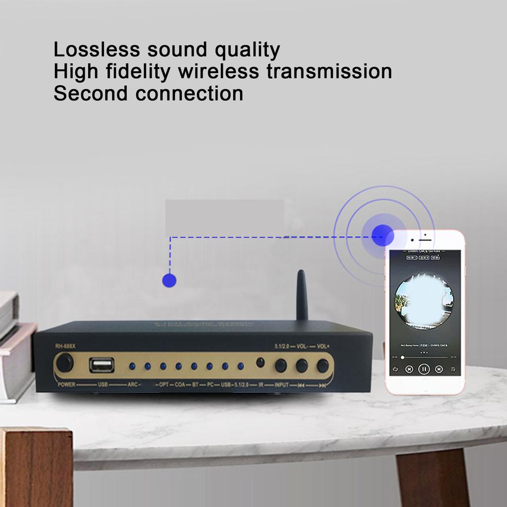 Convertisseur Décodeur Son 100-240V Système Décodeur Son Analogique Optique Coaxial Interface Multimédia HD 4K pour Cinéma Maison