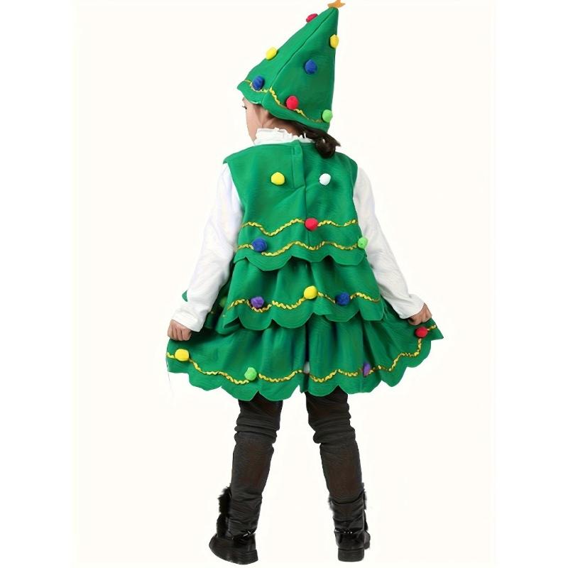 Χριστουγεννιάτικο Κορίτσι Χριστουγεννιάτικο Δέντρο Στολή Φόρεμα Παιδικό Φόρεμα Cosplay Δώρο για Χριστουγεννιάτικο Πάρτι Παράσταση Cross Dressing Φόρεμα για Μπάλα
