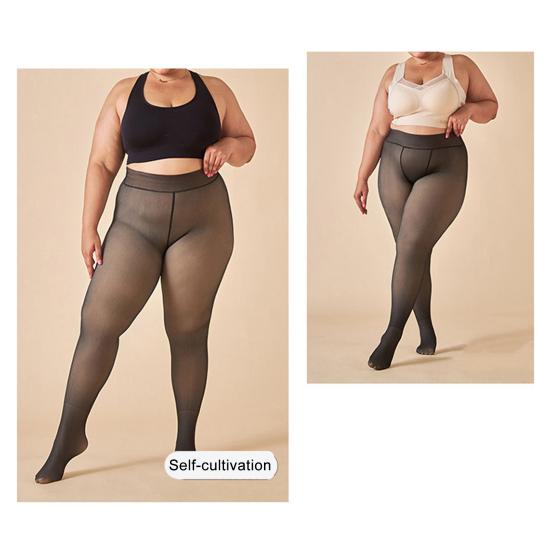 Women Fleece Lined Tights Winter High Waist Plus Size Leggings Sheer Warm Pantyhose Fake Translucent Thermal Thick Tights for Dresses Date Party Wear