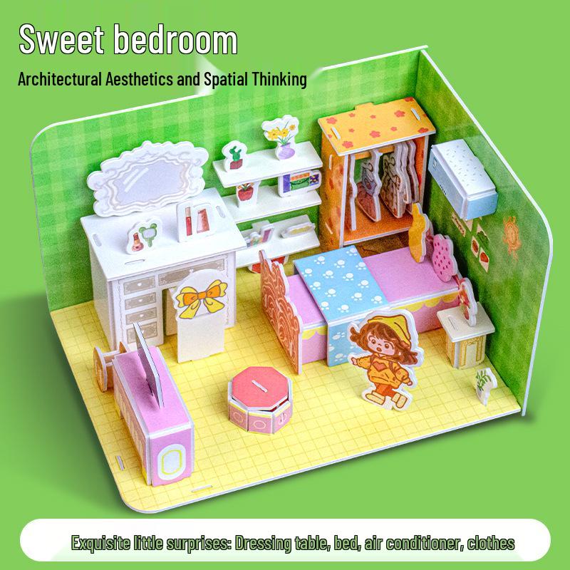 3D Stereoscopic Small House DIY Puzzle for Kids Ages 3-6 - Educational Paper Craft Toy