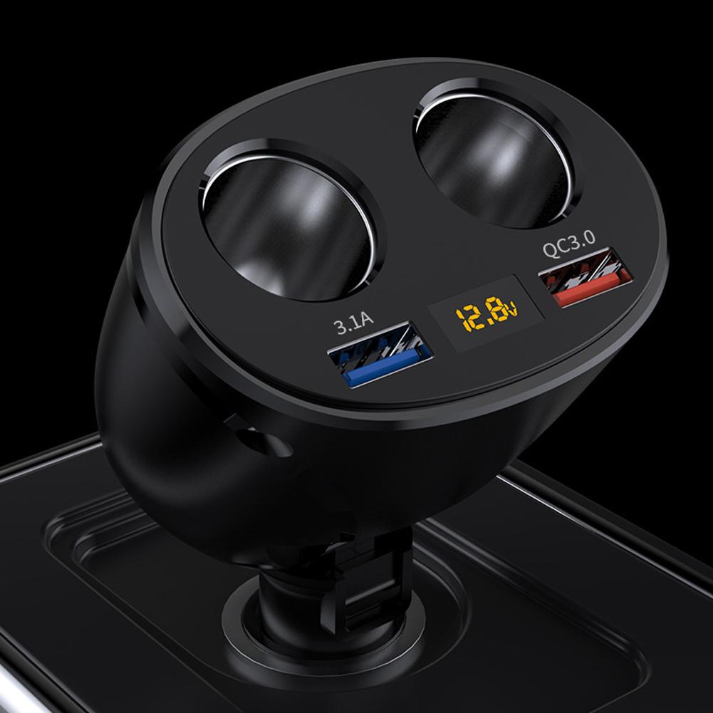 QC3.0 Double USB Cigarette Lighter Constant Temperature Steady Current Charging Rotation