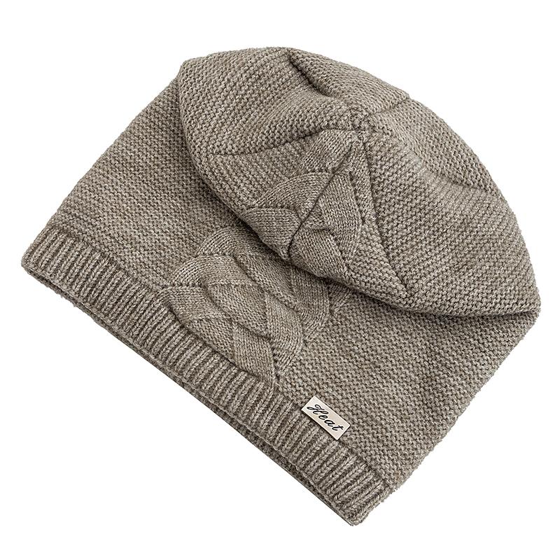 New Style Unisex Warm Dandy Winter Hat Heat Metal Label Plush Fur Lined Soft Beanie Hat Thick Hats For Women Men Knitted Hat
