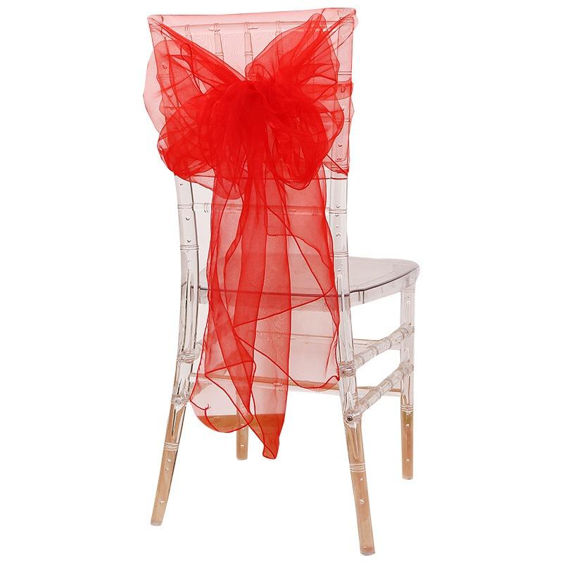 Sheer Organza Chair Sashes 275cm Wedding Chair Bows Back Veil Chair Cover Sashes for Bridal Shower Party Banquet Event 10Pcs Set