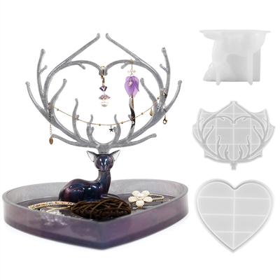 3Pcs/Set Epoxy Resin Molds Heat Proof Labor Saving White Desk Standing Jewelry Organizer Silicone Molds Handicraft Tool