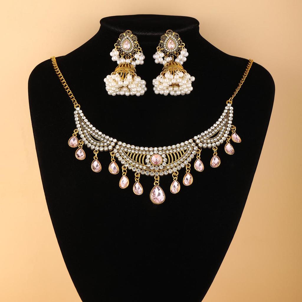 Middle Eastern Style Water Drop Necklace & Bell Earring Set