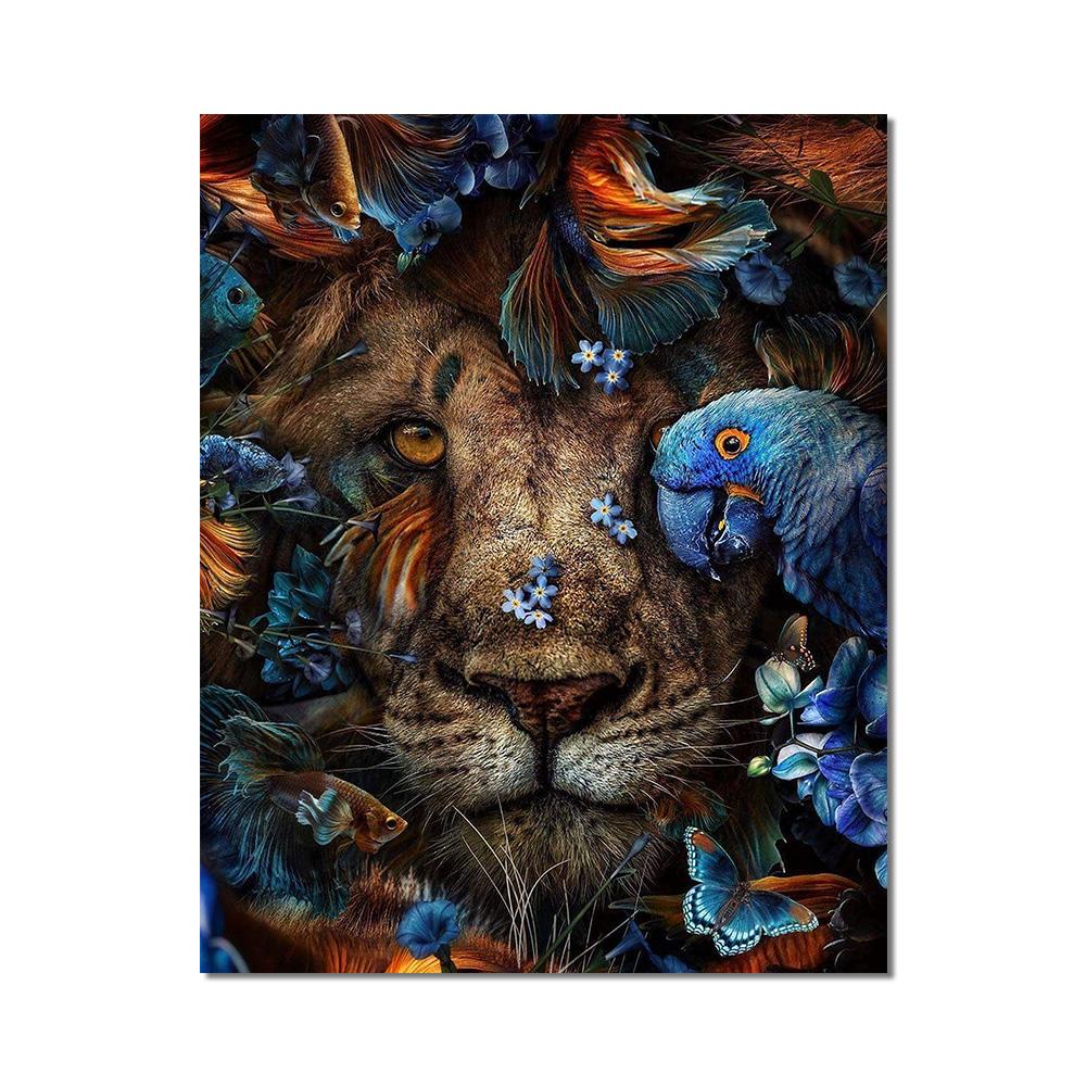 

Цветок животное Лев Тигр Олень Леопард Абстрактная картина на холсте настенная живопись скандинавский принт плакат декоративная картина Декор в гостиную 70x100 No Frame