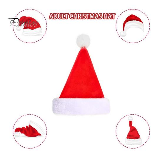 Chapeau de père noël avec pompon en peluche doux et pelucheux, réutilisable, pour adultes et enfants, pour toute la famille, festif, rouge et blanc, accessoire de Costume de fête
