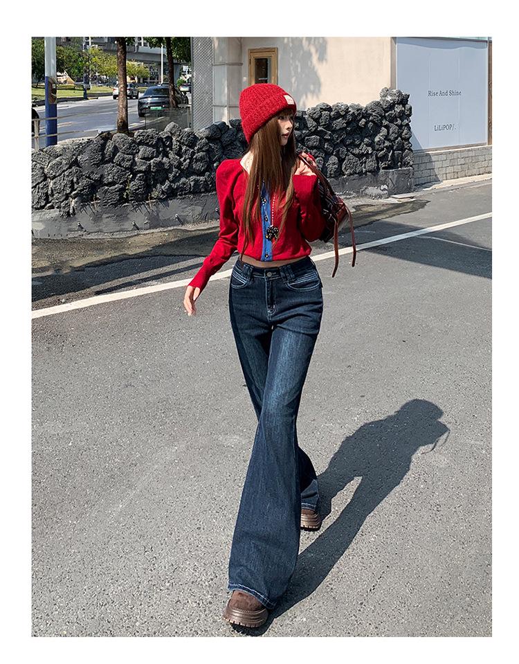 2026 Spring/Autumn American High-Waisted Micro-Flare Jeans for Women - Stretch, Slimming, and Flattering.