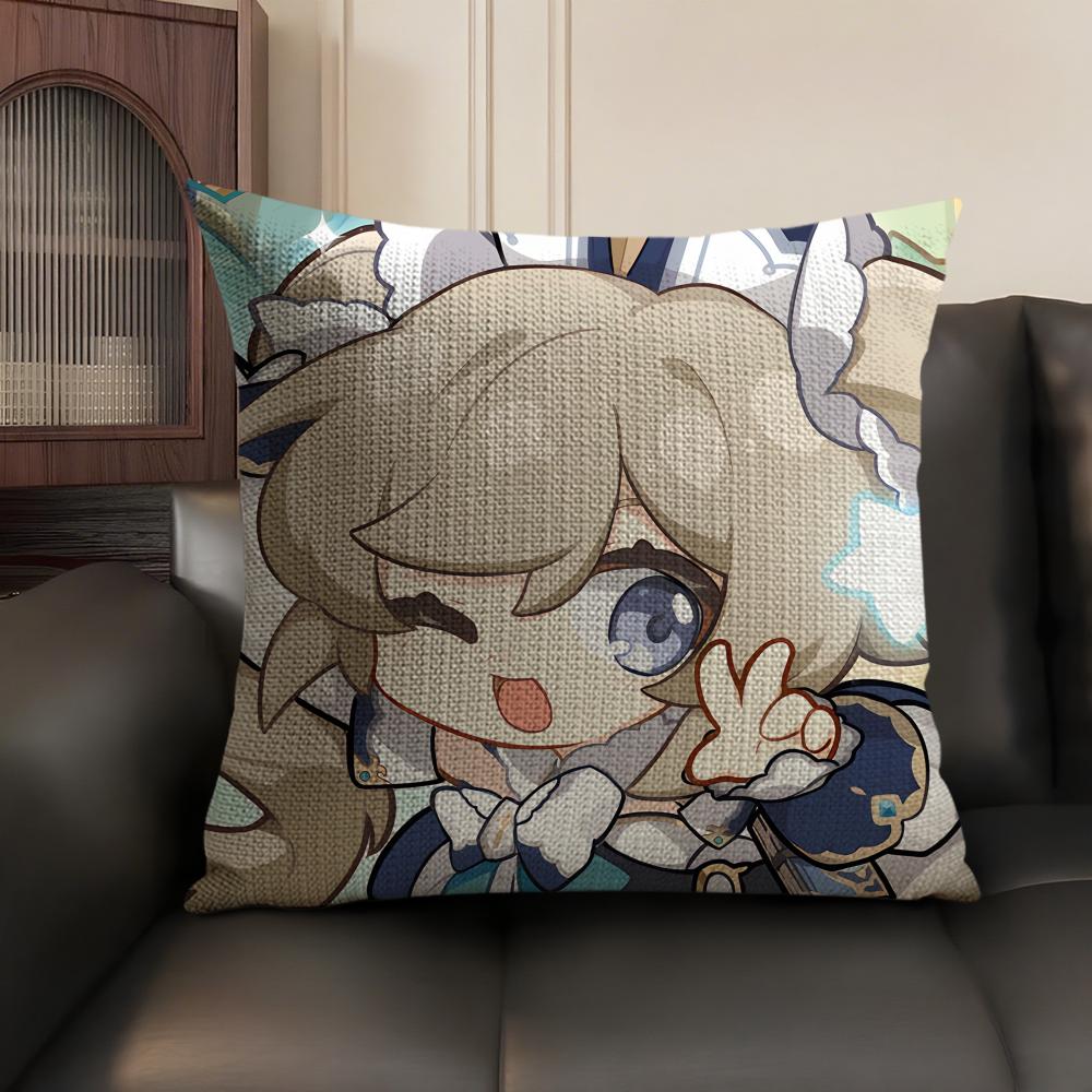 Barbara Cute Cute Genshin Impact Cushion Cover Natural Linen Organic Fabric Double-Sided Printing Sofa Home Decor Pillow Case
