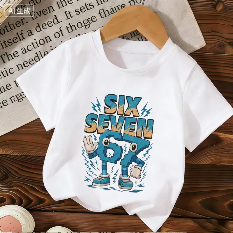 Kids 67 Themed Colorful Print TShirt Soft Cotton Fabric Breathable and Comfortable Ideal for Toddlers and Childrentk0370