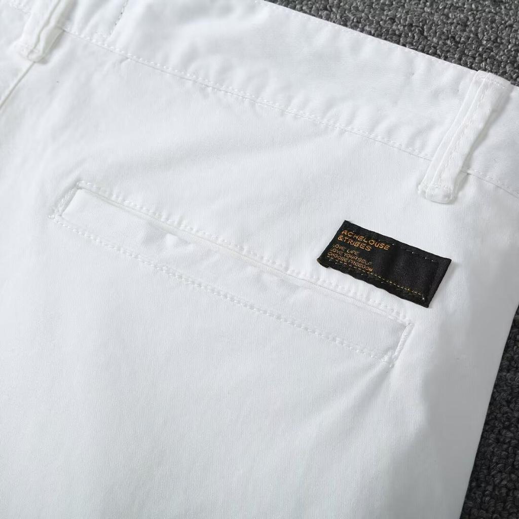 Summer Men's Slim Fit Straight Shorts Men Casual Workwear Beach Shorts Male Elastic Waist Multi Pockets Sportwear Men Cotton Pants