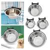 , Stainless Steel Cage Water Dish with Fixed Bowl Card Slot Feeder for Dogs Rabbit Bird