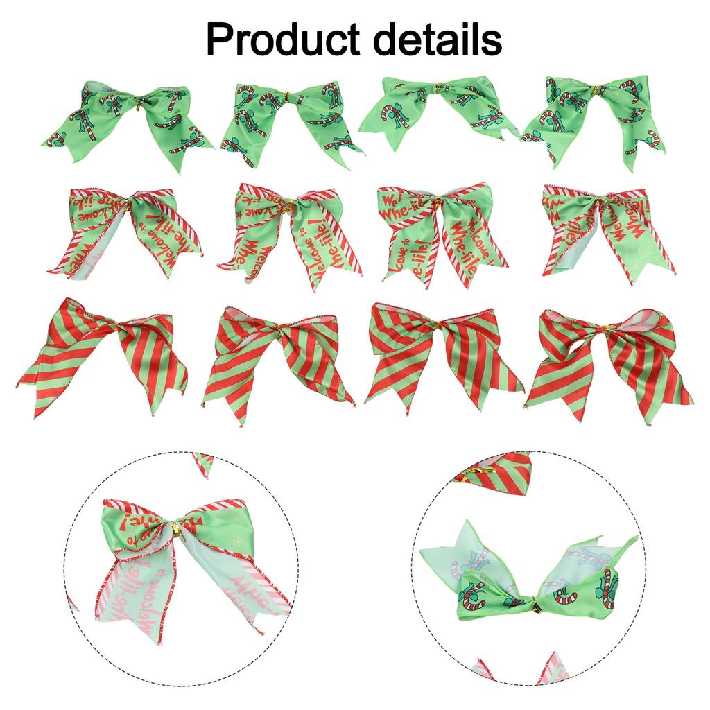 For Christmas Bow Decorations 12 Colorful Pieces Suitable for Trees and Party Use Cloth Material 66 Inches Size