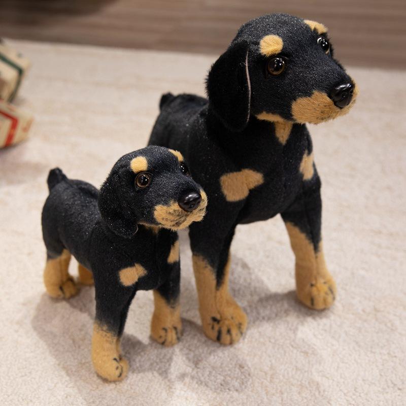 Cute simulation black dog doll plush toy puppy dog doll home decoration children's soothing rag doll