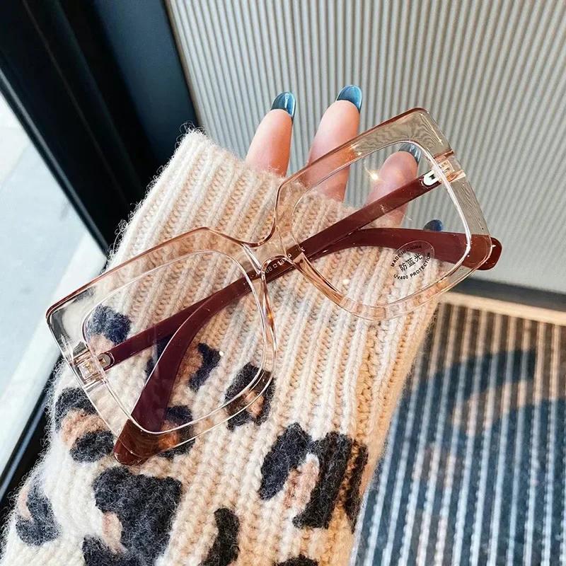 Vintage Square Frame Clear Lens Eyeglasses Fashion Women'S Luxury Plain Eyewear Ultra Light Anti-Blue Light Optical Eyeglasses