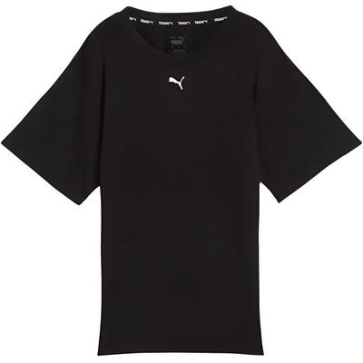 Puma Cloudspun Tee Solid Color Loose Soft Sweat-Absorbing Short Sleeve Drop Shoulder T-Shirt Women Tops Black 525776-01