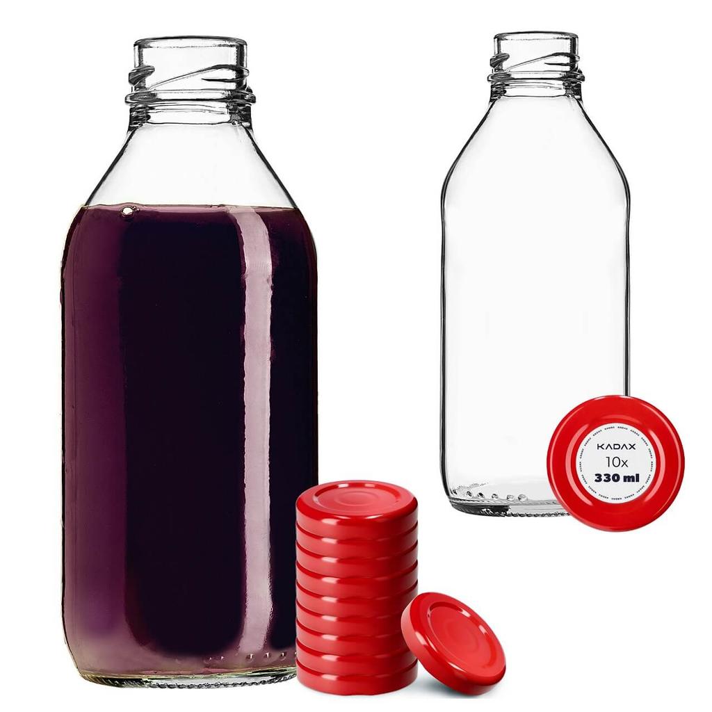 KADAX Sticlă de Sticlă pentru Suc 0.33L cu Dop 10 buc.