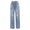 2025 Blue Ripped Women's Loose Straight Jeans - European & American Style