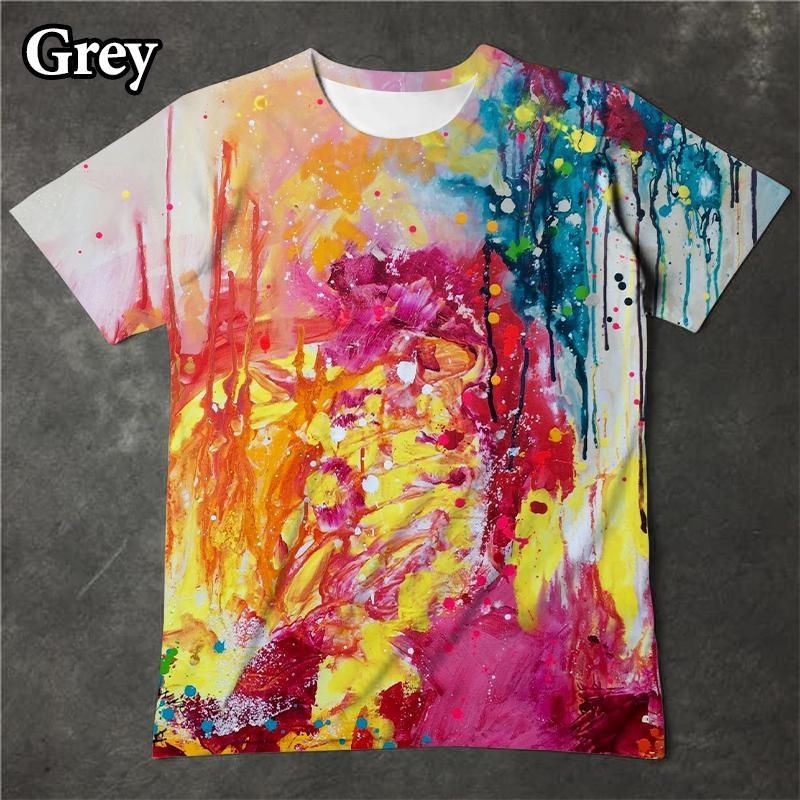 Interesting T-shirts, 3D Splashed Ink Print for Men and Women, Personalized Short Sleeved Tops