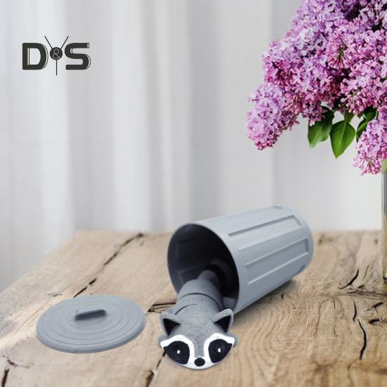 3D-gedrucktes Waschbär-Ornament, flexibles, bewegliches Waschbär-Spielzeug, Mini-Waschbär in der Mülltonne, für Tiersammler, Kindergeschenk