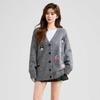 Dimanaf Winter 2025 Autumn Cardigan Embroidery Women Buttons Sweaters Knitting Fashion Loose Sweater