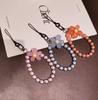 Cell Phone Lanyard Keychain on The Phone Macaron Color Beads Pendant Mobile Phone Rope Flowers Keychains Accessorie