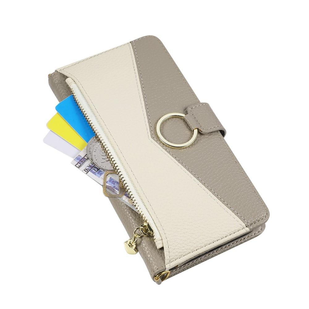 Wallet Case for Poco M7 Plus - Leather/PU, Gray, With Lanyard