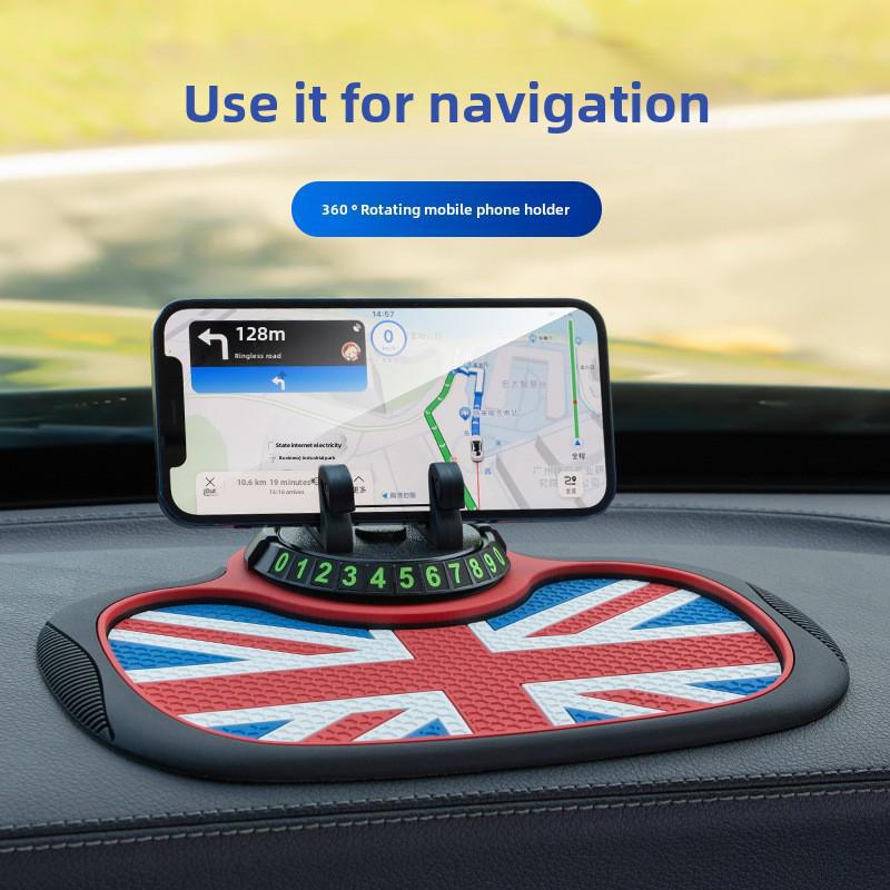 Covoraș antiderapant și suport de navigație pentru mașină cu funcție de număr ascuns