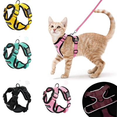Soft Mesh Small Cat Harness and Leash for Walking Set Adjustable Breathable Vest Escape Proof for Pet Kitten Easy Control Reflective Puppy Dog Harness