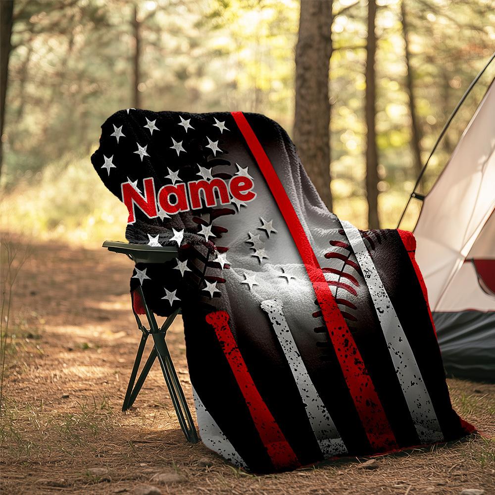 Baseballthemed Outdoor Customize Your Name Blanket Comfortable Soft Lightweight Allseason Multipurpose Blanket For Travel Camping Picnics Sofa Office