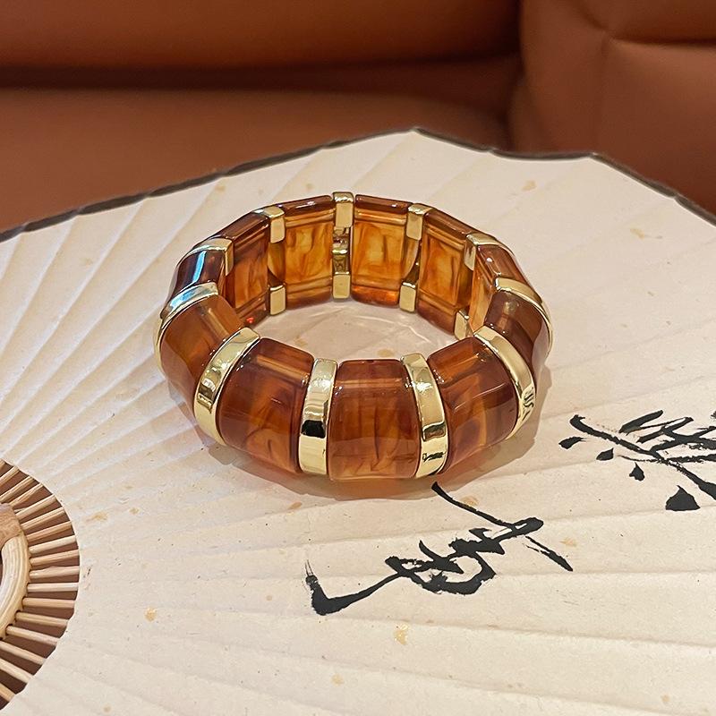 Dopamine Color Smudge Geometric Resin Bracelet Temperament Versatile Bracelet European and American Jewelry