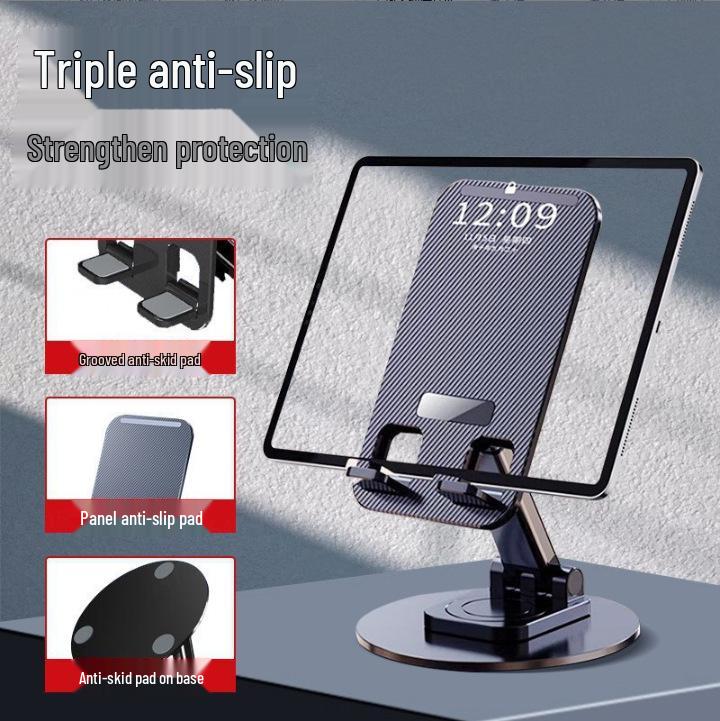 Rotatable Full Metal Desktop & Bedside Phone/Tablet Stand - Folding, Telescopic, Ideal for Live Streaming