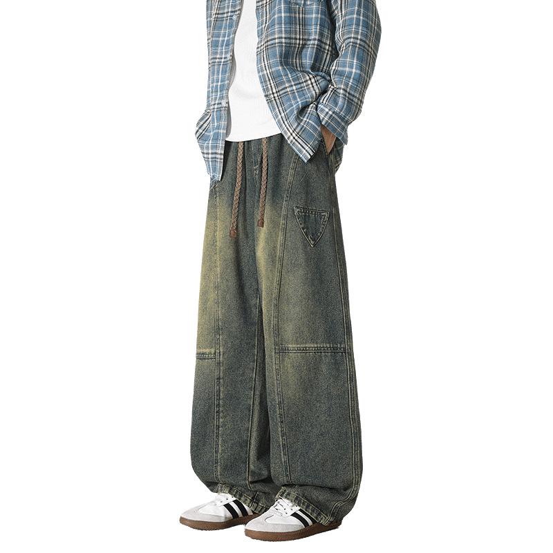 Men's American-Style Cowboy Jeans: Loose, Wide-Leg, Straight-Fit, Casual Long Pants for Spring and Autumn 2026.