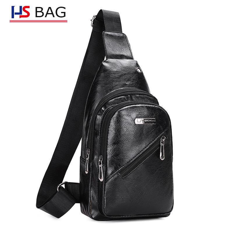 Men's New Style PU Leather Chest Bag – Soft Material, Single Shoulder Business Pack for Outdoor Travel & Hiking