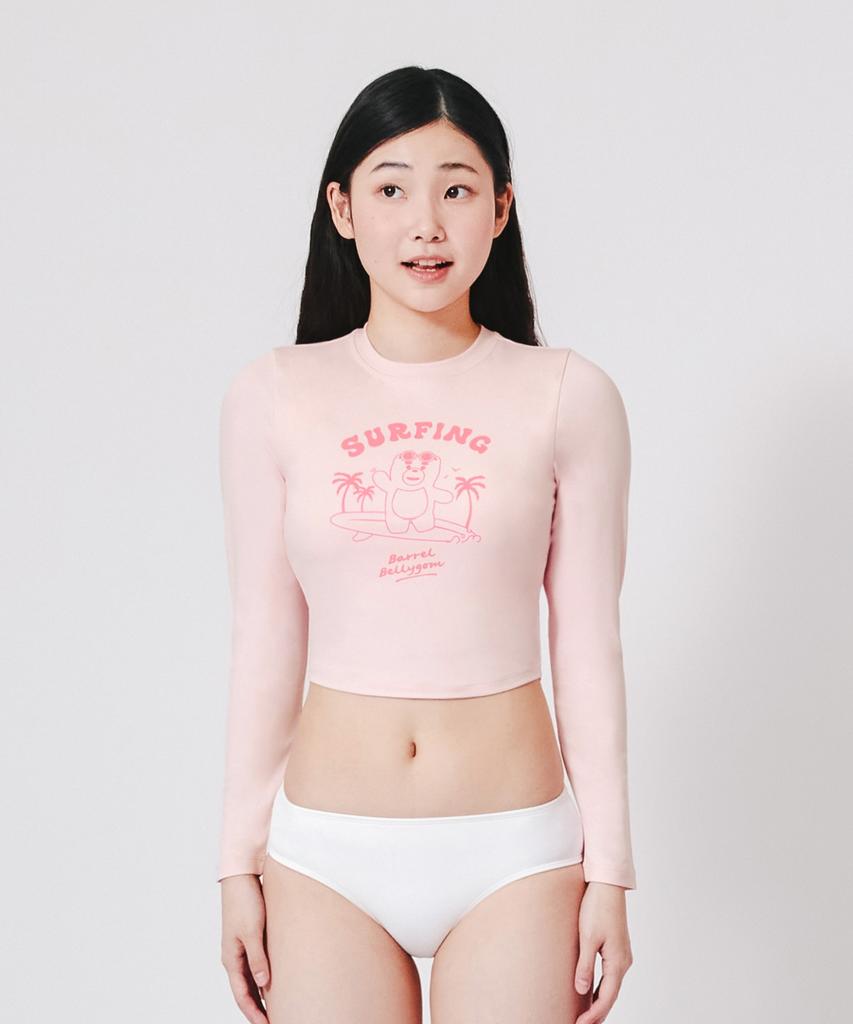 BARREL X Belligom Women'S Crop Rash Guard Powder Pink (B3Swwcr099Pdp)