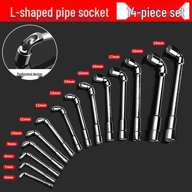 L-Shaped Hexagon Pipe Socket Wrench Tool, 7/8/10/12/14/17mm