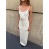 Women's Autumn New Polka Dot French Long Dress with Suspender Sleeveless Hip Wrap Slim Dress Women
