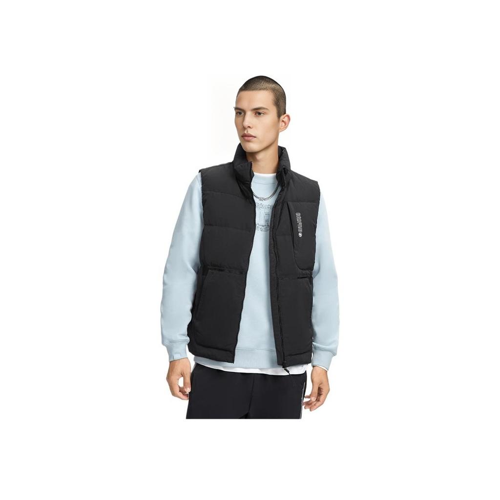 Li Ning Badfive Color Block Warm Stand Collar Down Vest Men Vests Black AMRR011-3