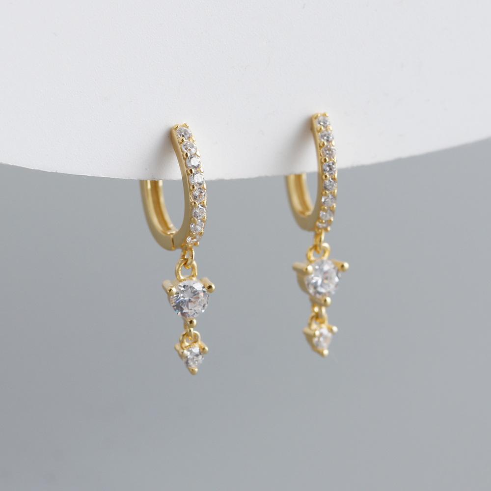 925 Silver Hoop Earrings Women 18K Gold Plated Sterling Silver Colorful Zircon Drop Earrings Jewelry Women