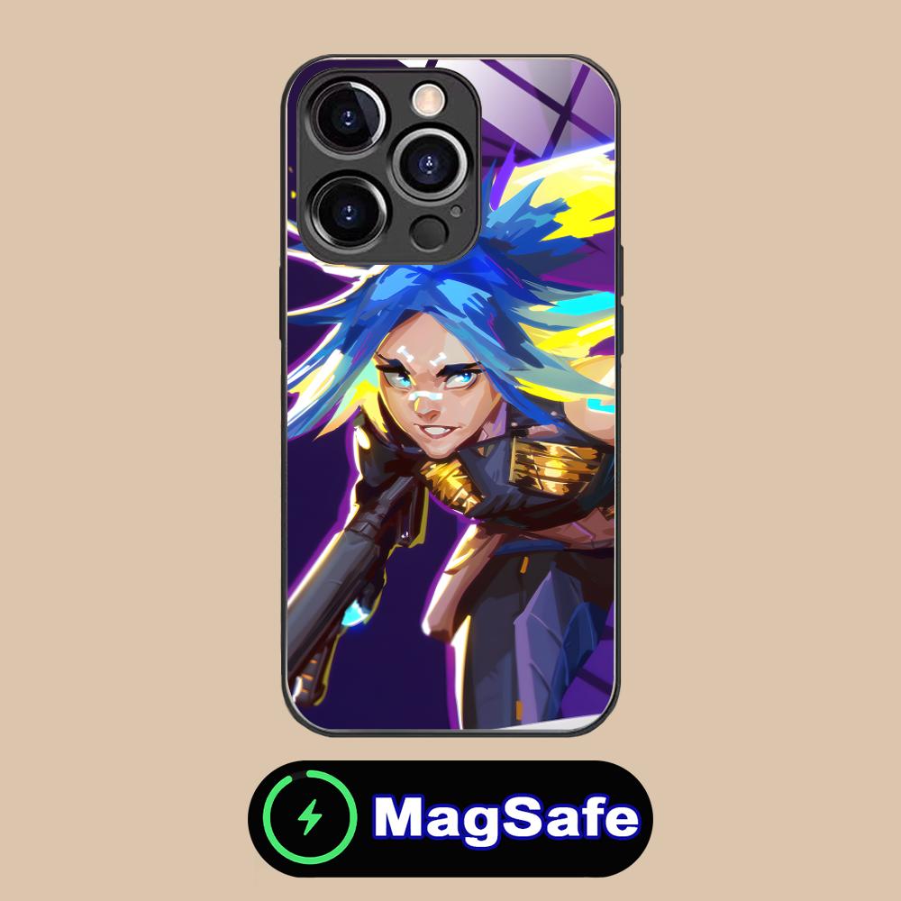 Valorant Neon Mobile Phone Case for iPhone 16 15 14 13 12 11 Pro Max Plus Mini MagSafe Glass Colour Protective Luxury Smartphone