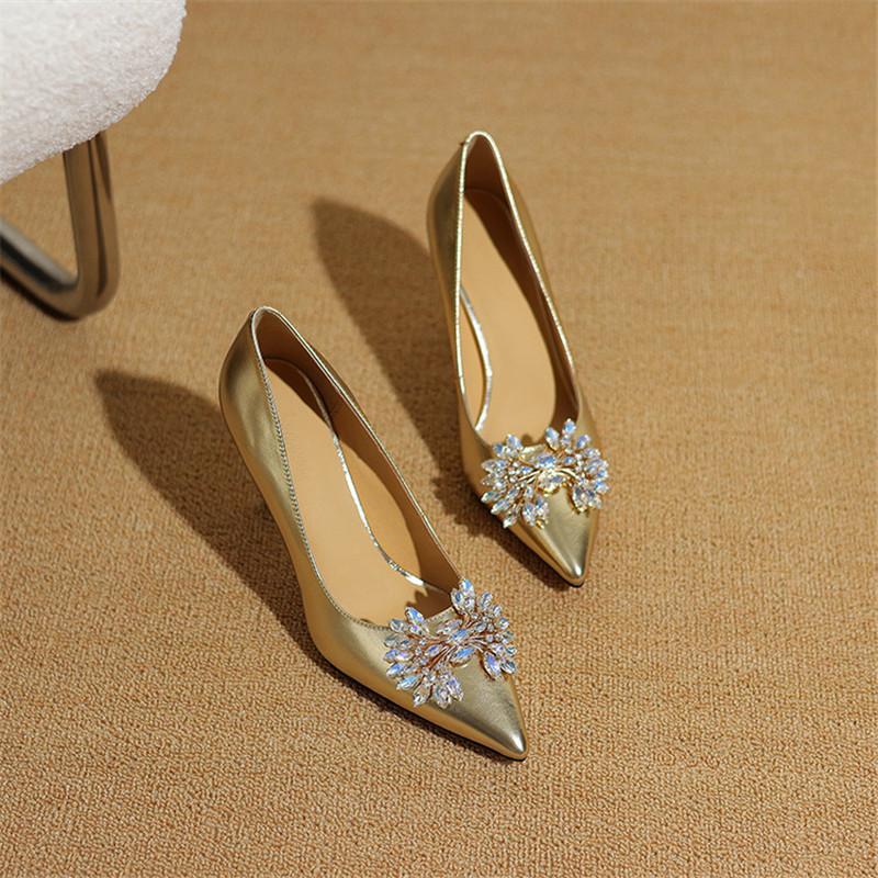 Fashion 2025 Spring/summer Pointed Toe Genuine Leather Shoes for Women Fashion High Heels Women Pumps Stiletto Handmade Women's Shoes