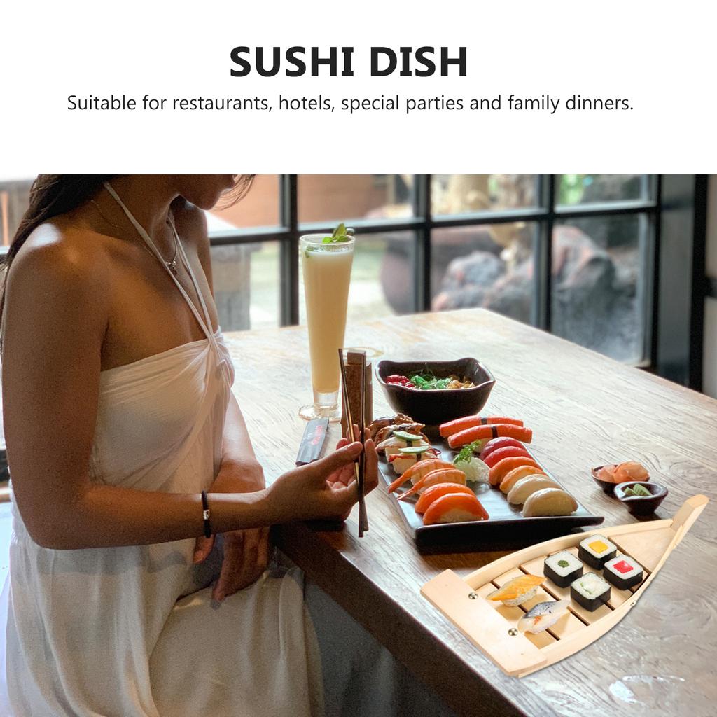 Shark Sushi Plate Plates Dish Ship Board Bamboo Japanese Style Snack Tray Platters